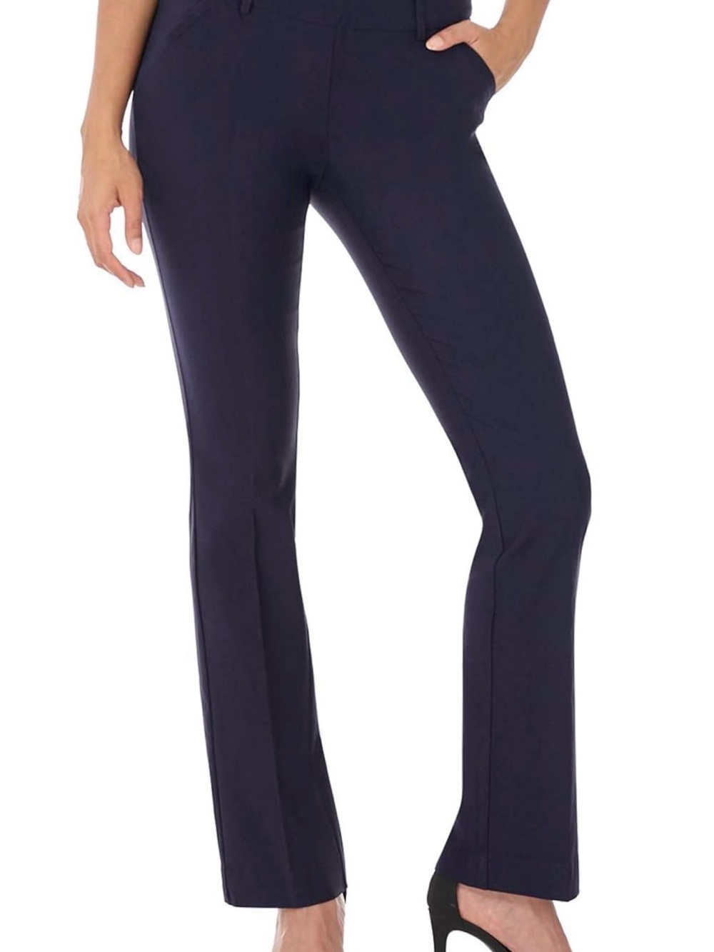 NWT Rekucci Womens Smart Chic Bootcut Pull-On Pants Navy Blue Stretch Size 2